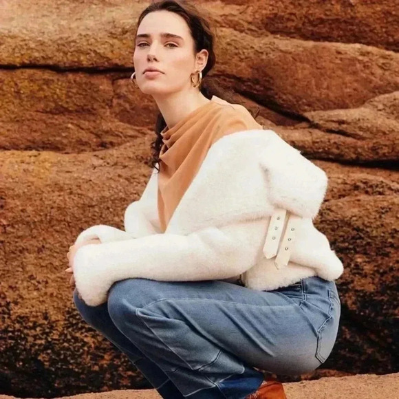 Shein Motf premium faux fur moto cropped jacket white - Picture 8 of 15